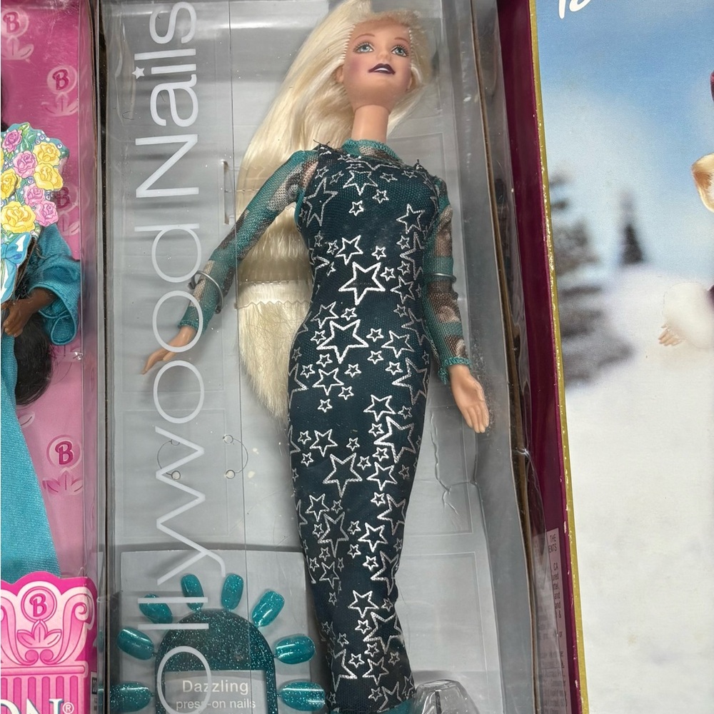Starry Barbie Nail Teal Doll with Long Blonde Hair